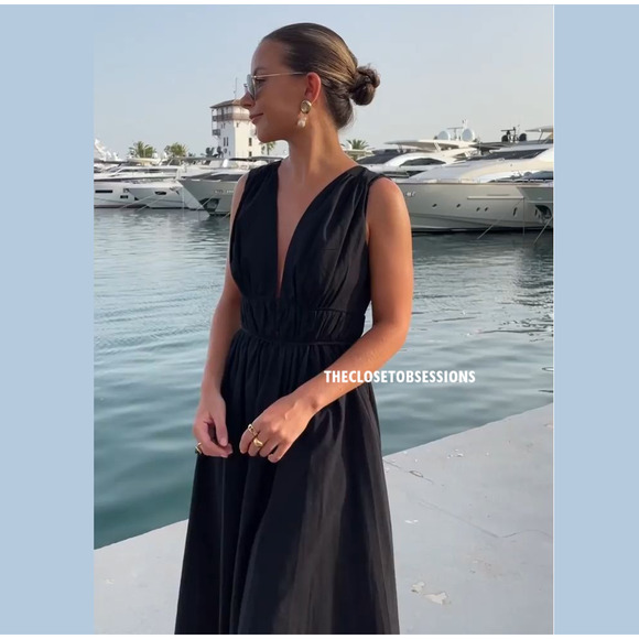 ZARA BLOGGER FAVE!!! V-Neck Long Dress NWT - Picture 14 of 16